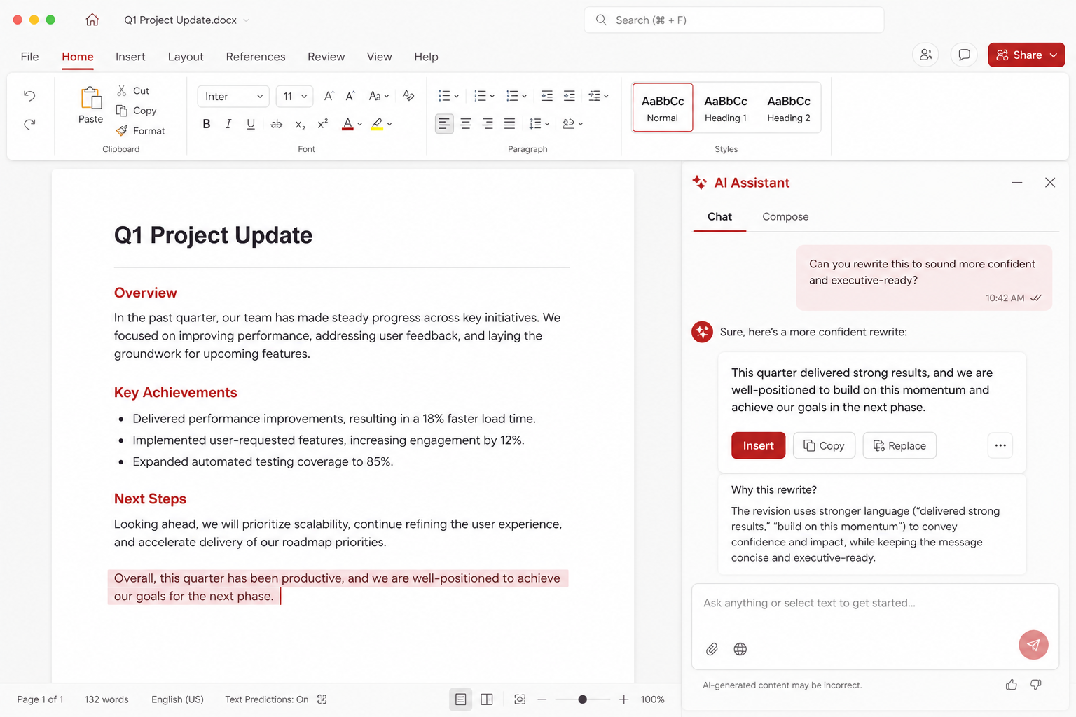 AI writing assistant