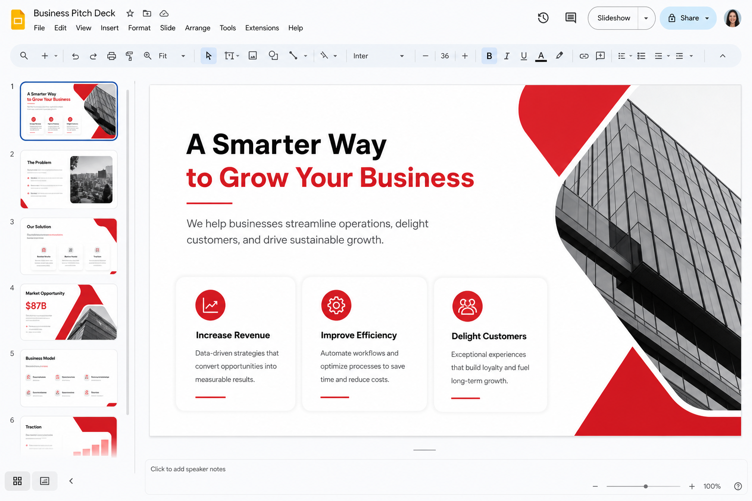 Presentation slide editor